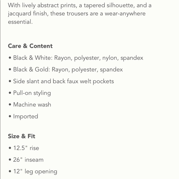 Final Sale 🔥Anthropologie Larkin Jacquard Tapered Trousers size Small - Picture 9 of 12